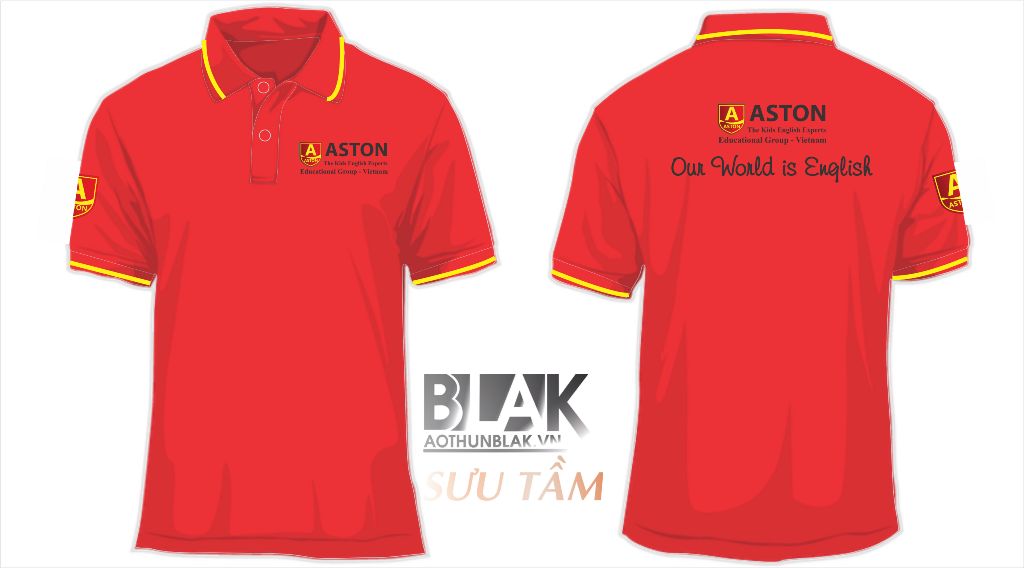 Mẫu thiết kế áo thun đồng phục trung tâm Anh ngữ Quốc tế Sài Gòn Aston