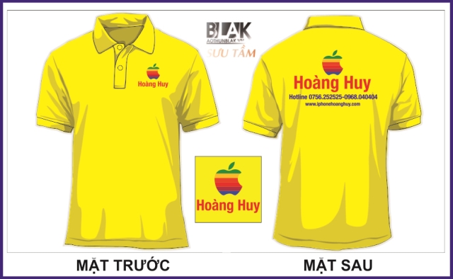 Mẫu áo thun đồng phục công ty màu vàng apple Hoàng Huy