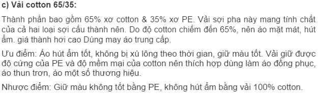 vải thun 65/35 cotton